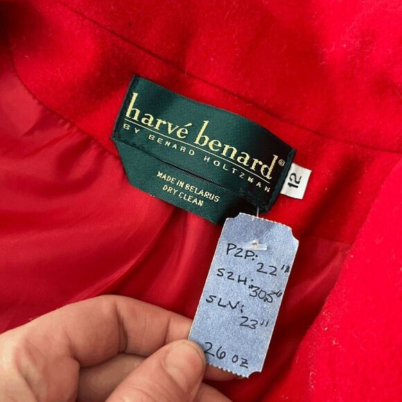 VTG Harvey Bernard Heavy Weight Singe Button Red Wool Cashmere Blend Blazer - SZ - Picture 6 of 7